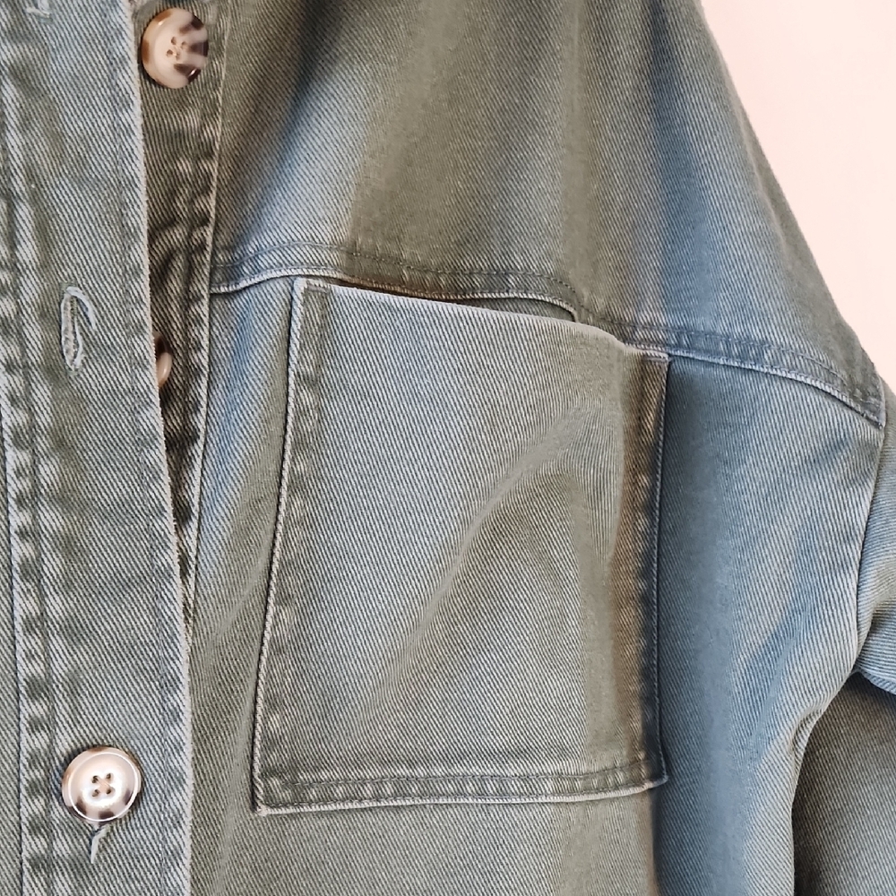 STOOSH VINTAGE DENIM Olive Green Denim Jacket - Picture 4 of 6